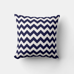 Navy Blue White Zickzack Zig-Zag Muster Kissen