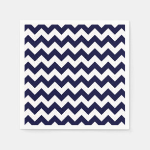 Navy Blue White Zickzack Zig-Zag Muster Serviette