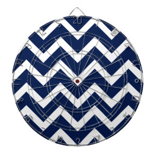 Navy Blue & White Zickzack Zigzag Muster Dartscheibe