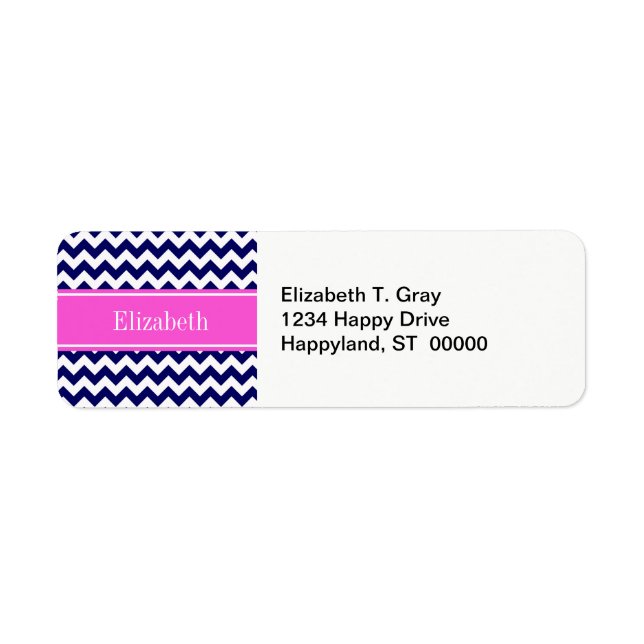 Navy Blue WhZickzack Hot Pink Name Monogram (Vorne)