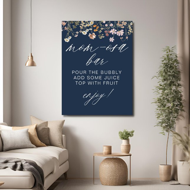 Navy Blue Wildblume Baby Dusche Mama Osa Bar Poster (Von Creator hochgeladen)