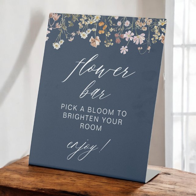 Navy Blue Wildblume Brautparty Blume Bar Sockelschild (Von Creator hochgeladen)