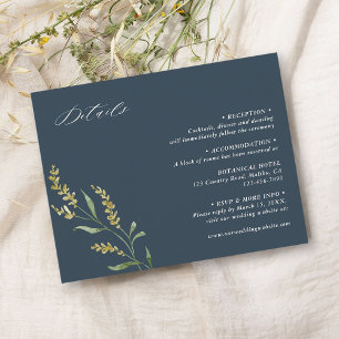 Navy Blue Wildblume Elegante Hochzeiten Details Begleitkarte