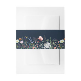 Navy Blue Wildblume Meadow Einladung Bauchband Einladungsbanderole