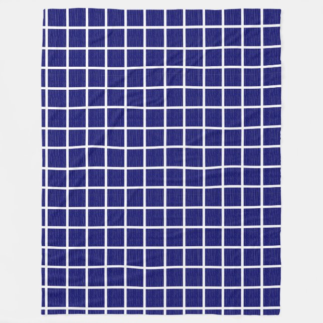 Navy Blue Windows Kariert Pattern Fleecedecke (Vorderseite)
