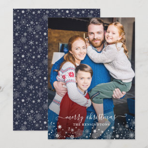 Navy Blue Winter Snowflakes Weihnachts-Foto