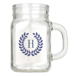 Navy Blue Wreath Custom Monogram Einmachglas