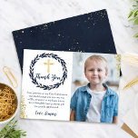 Navy Blue Wreath Gold Community Danke Karte<br><div class="desc">Navy Blue Wreath Gold Community Danke Karte</div>