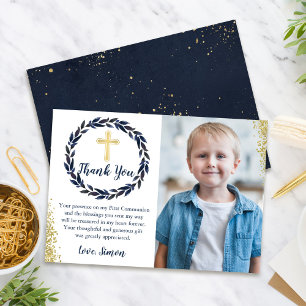 Navy Blue Wreath Gold Community Danke Karte