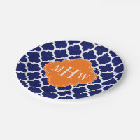 Navy Blue WT Zickzack Pumpkin Quatrefoil 3 Monogra