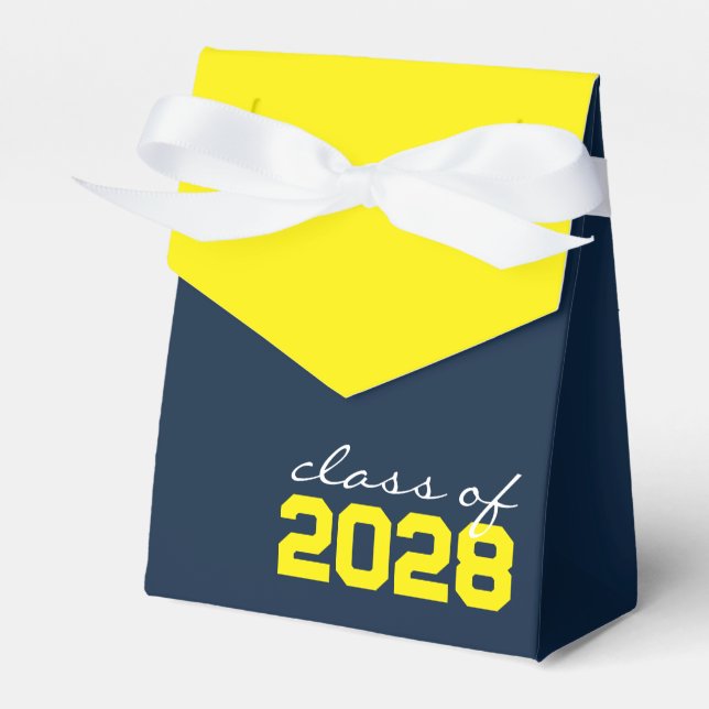 Navy Blue & Yellow Abschluss Fevor Boxes Geschenkschachtel (Vorderseite)