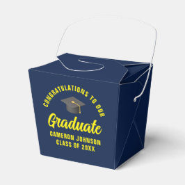 Navy Blue Yellow Custom Graduation Party Fortune Geschenkschachtel