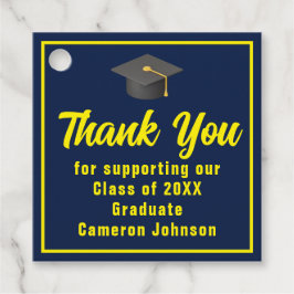 Navy Blue Yellow Graduate Custom Graduate Party Geschenkanhänger