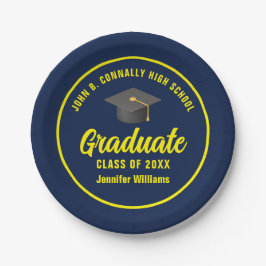 Navy Blue Yellow Graduate Custom Graduate Party Pappteller