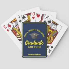 Navy Blue Yellow Graduate Custom Graduate Party Spielkarten