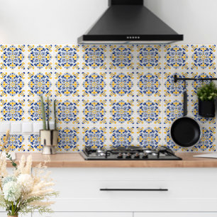Navy Blue Yellow Mediterranean Stilvoll weiß Fliese
