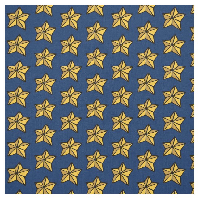 Navy Blue Yellow Nautical Star Fabric von Yard Stoff (Muster)