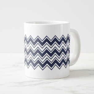 Navy Blue Zickzack Jumbo-Tasse