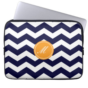 Navy Blue Zickzack Pattern Laptop Sleeve