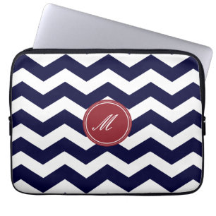 Navy Blue Zickzack Pattern Laptop Sleeve