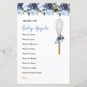 Navy Blume Gebete für Baby Greenery Floral