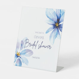 Navy Blume Minimalistisches Brautparty Willkommen Sockelschild