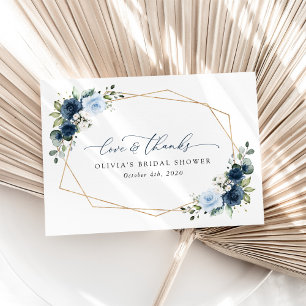 Navy Blumen, Blaue Blumen, Boho, Brautparty Dankeskarte
