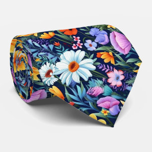 Navy-Blumen-Hochzeit Krawatte
