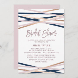 Navy Blush and Rose Gold Streamers Brautparty Einladung