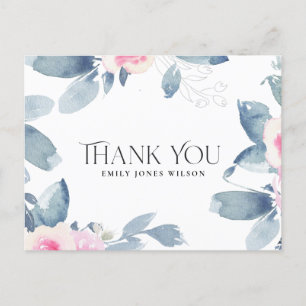NAVY BLUSH BLUE FLORAL JEDEN ALTER GEBURTSTAG DANK ANKÜNDIGUNGSPOSTKARTE
