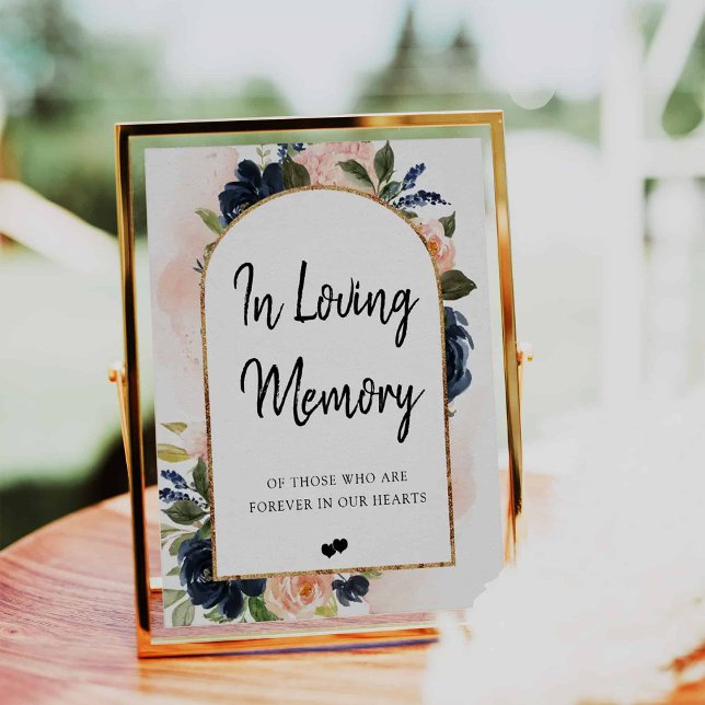 Navy Blush Blues Arch Frame in Love Memory Sign Poster (Von Creator hochgeladen)