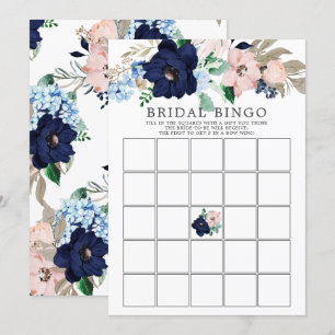 Navy & Blush Brautparty BINGO Einladung