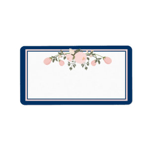 Navy & Blush - Briefmarken für Hochzeitskassette Adressaufkleber