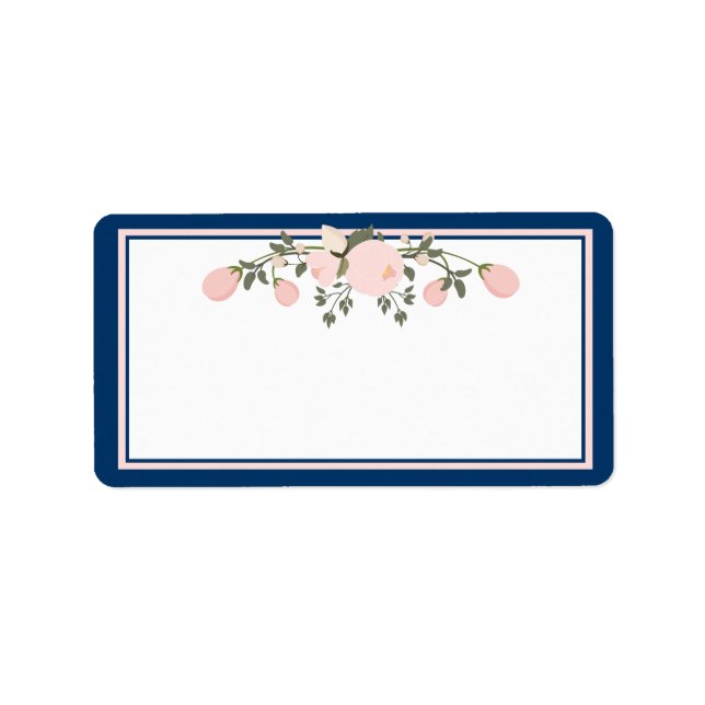 Navy & Blush - Briefmarken für Hochzeitskassette Adressaufkleber (Vorne)