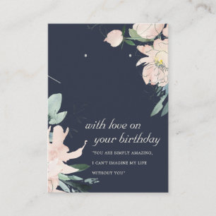 NAVY BLUSH FLORAL BIRTHDAY NECKLACE EARRING CARD PLATZKARTE