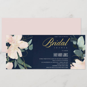 NAVY BLUSH FLORAL BUNCH WATERCOLOR BRAUTPARTY EINLADUNG