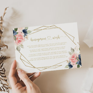 Navy Blush Floral Gold Geometrischer Hochzeitswuns Begleitkarte