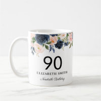 Navy Blush Floral Personalisiert 90. Geburtstag