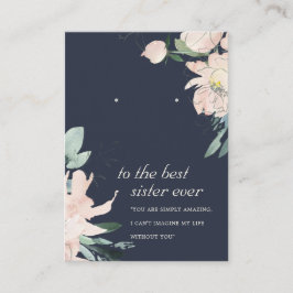 NAVY BLUSH FLORAL SISTER GIFT EARRING DISPLAY CARD PLATZKARTE