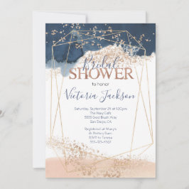 Navy Blush Gold Brautparty Einladung