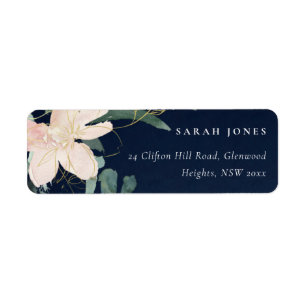 NAVY BLUSH GOLD FLORAL BUNCH WATERCOLOR ADRESSE