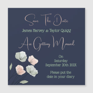 Navy, Blush, Hochzeit speichern das Datum der Magn Magnetkarte