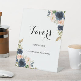 Navy Blush Pink Blossom Floral Gefallen Sockelschild