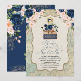 Navy Blush Travel Adventure Brautparty Einladung