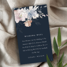 Navy Blush Watercolor Floral Wedding Wishing Well Begleitkarte