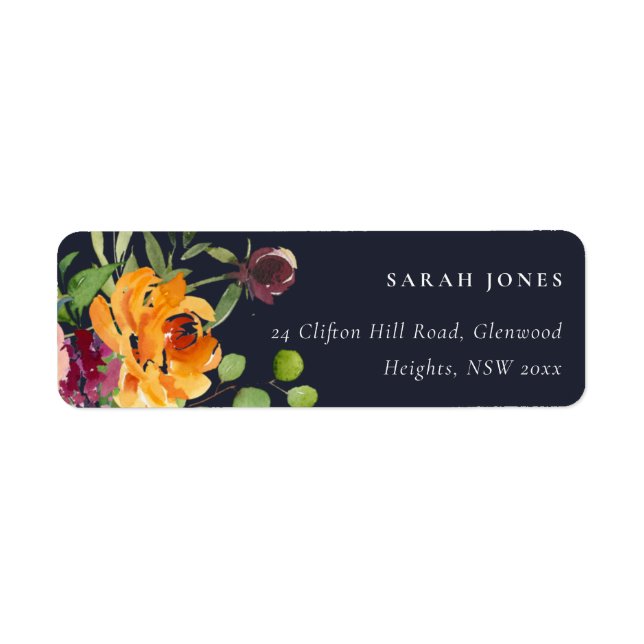 NAVY BLUSH YELLOW ORANGE FLORAL BUNCH ADRESSE (Vorne)
