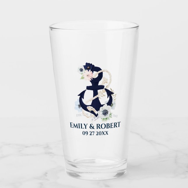 Navy-Blütenbootanker Glas (Vorderseite)