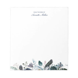 Navy Boho Floral Personal Stationery Notepad Notizblock
