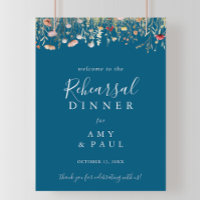 Navy Boho Wildblume Probe Dinner Willkommen