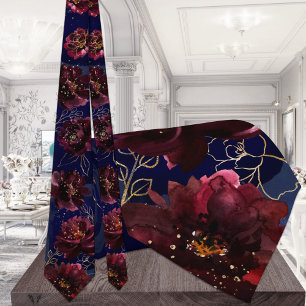 Navy Bordeaux Elegant Wedding Neck Tie Krawatte
